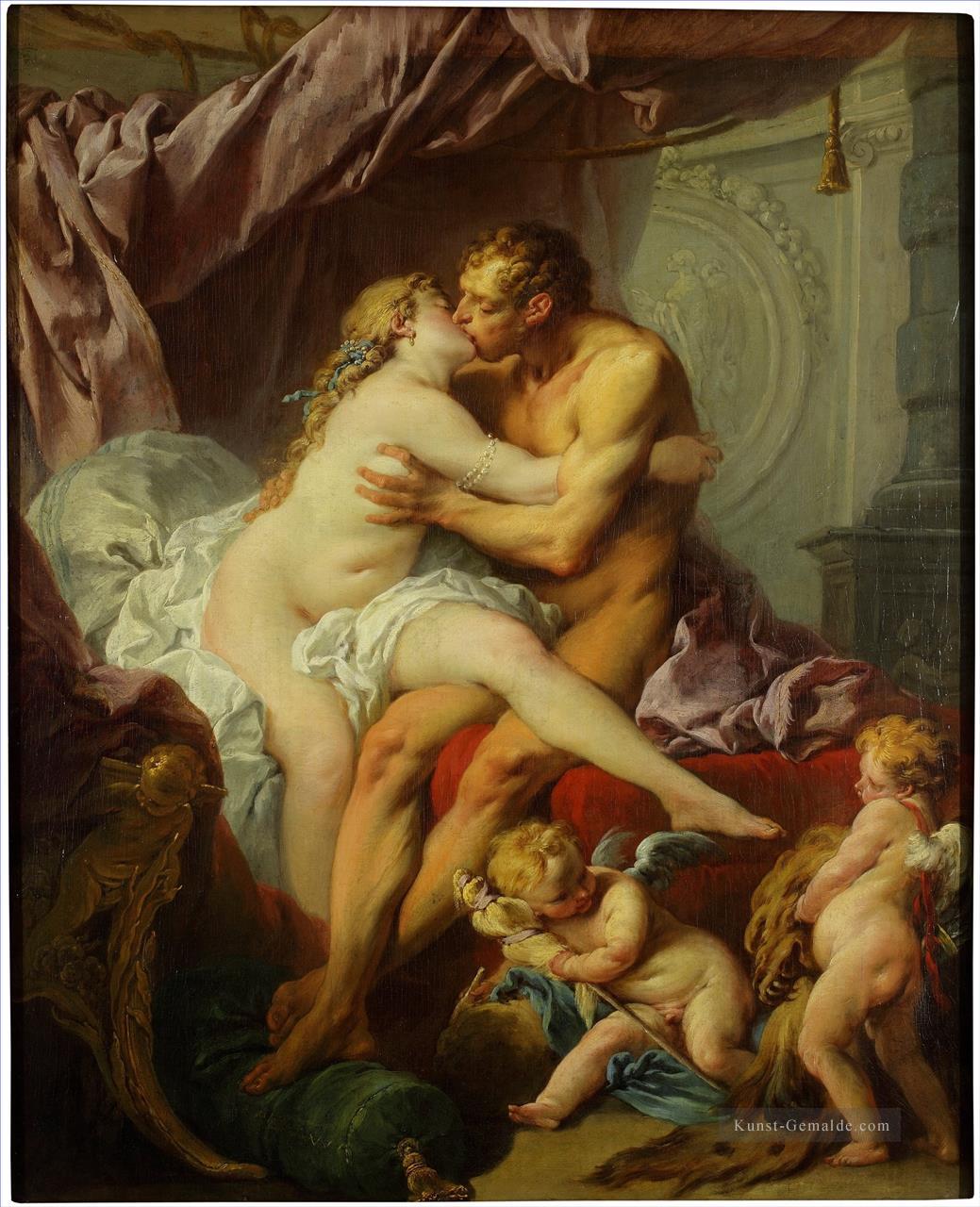 Herkules und Omfala dunkel Francois Boucher Klassischer Menschlicher Körper Ölgemälde